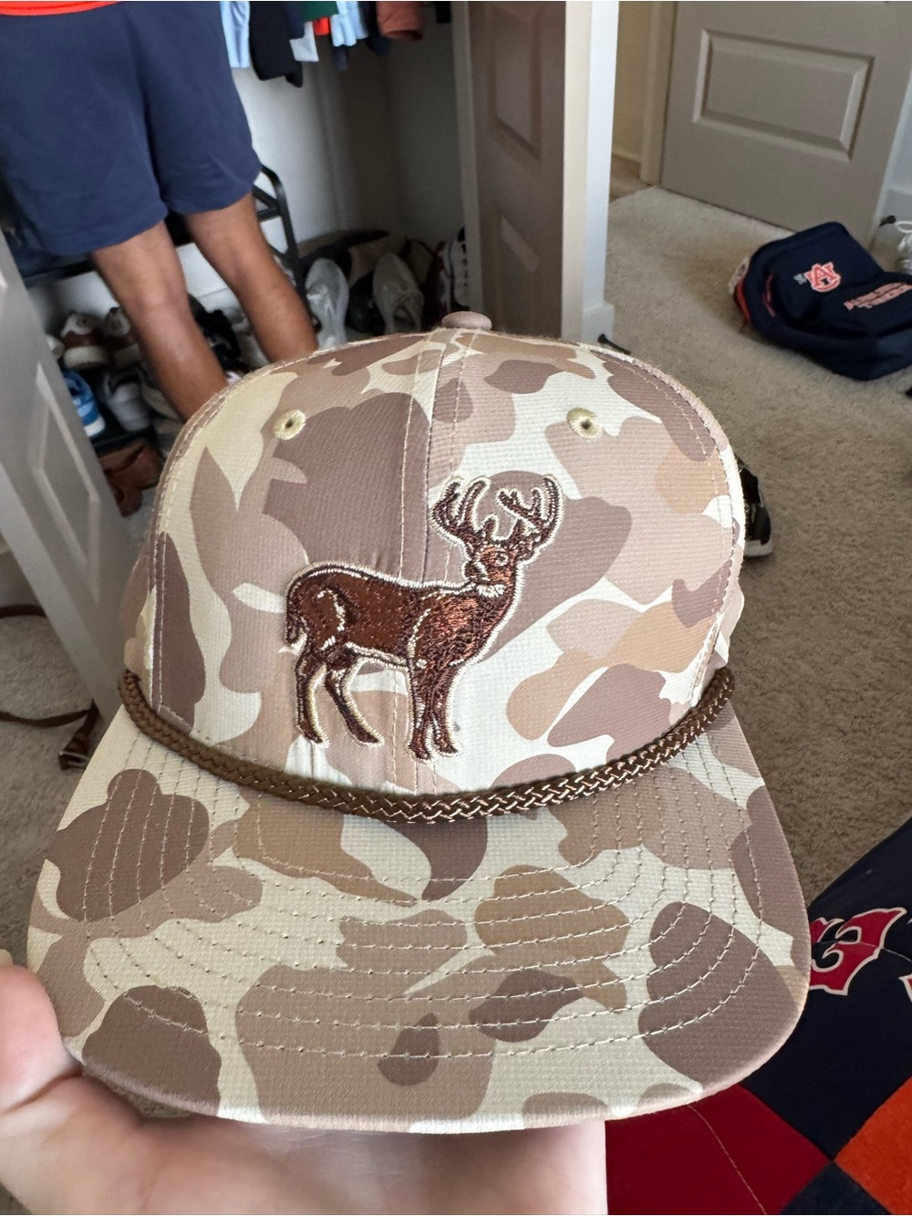Paramount Men's Camo Deer Embroidered Trucker Cap - Tan/Cream